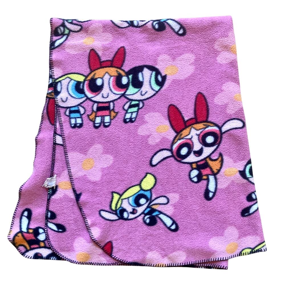 VTG 2000s Y2K Cartoon Network Pink Floral Powerpuff Girls Small Throw Blanket